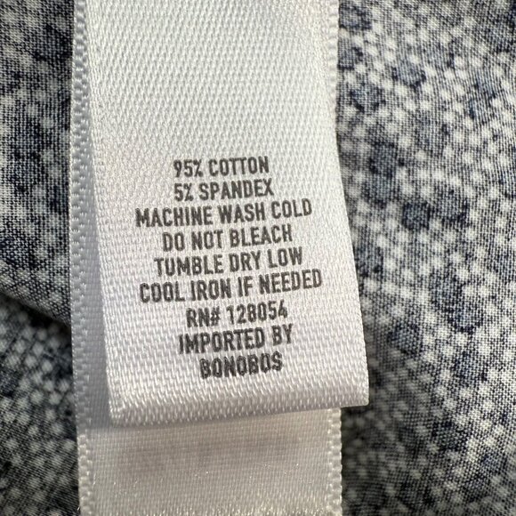 Bonobos Size 15/34 Mens Navy Printed Slim Fit Button-Down Shirt Stretch Preppy - Picture 8 of 13